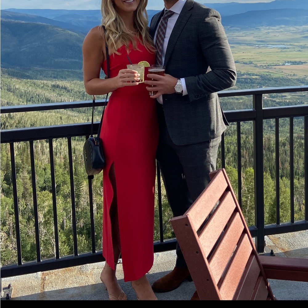 Abercrombie Red assymetrical maxi dress with slit